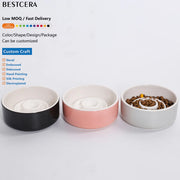 Whisker-Friendly Ceramic Slow Feeder Bowl