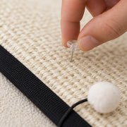 Natural sisal weave and twist-pin installation detail