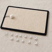 CornerClaw scratch pad with included pins and pom-pom