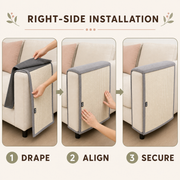 Three-step right-side SofaShield installation guide
