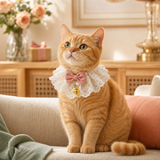 Orange cat in the Sunday Best lace collar