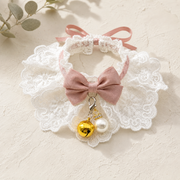 Sunday Best lace cat collar in blush and ivory